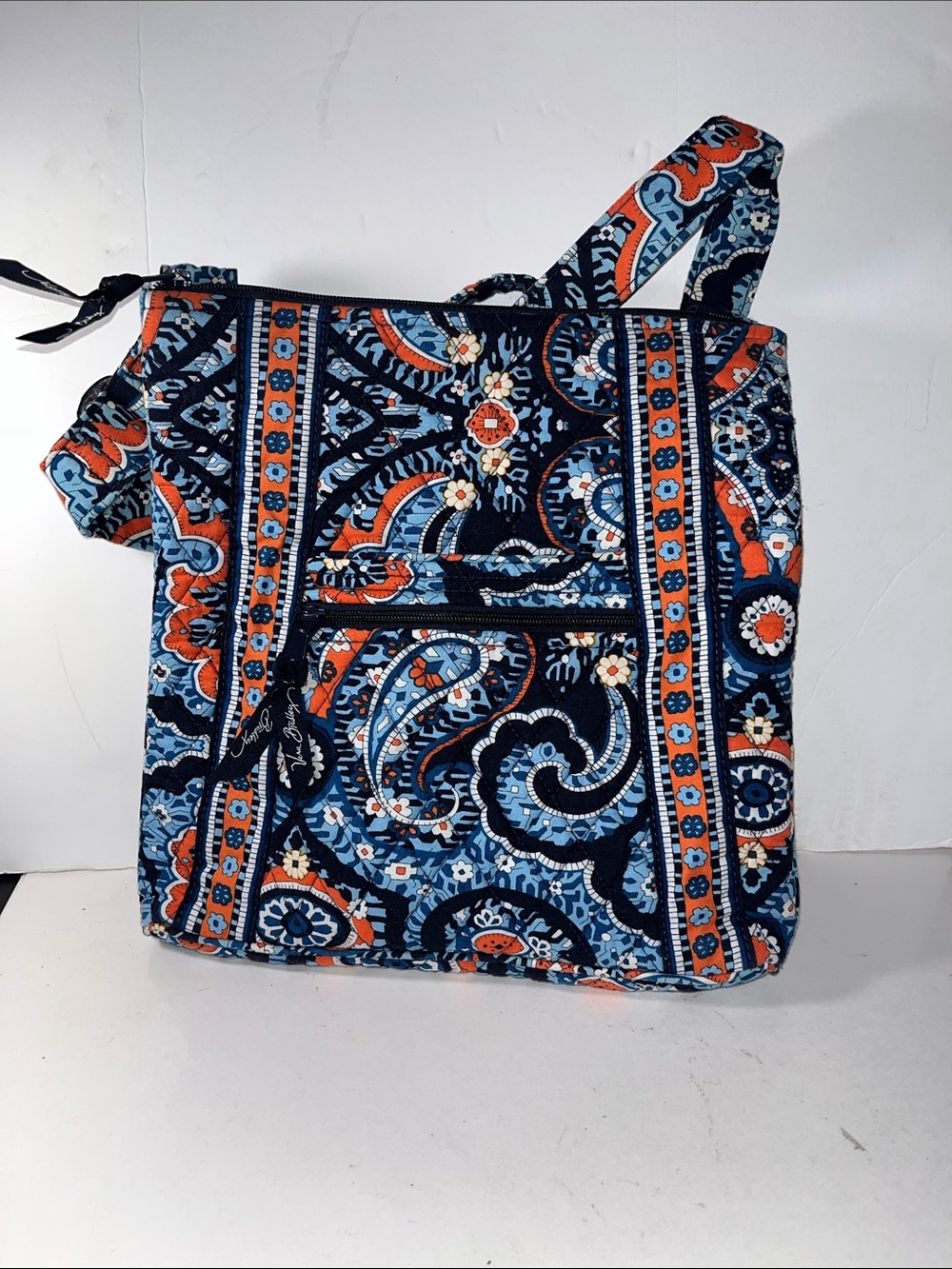 Vera Bradley Navy, Light Blue & Orange Quilted Crossbody